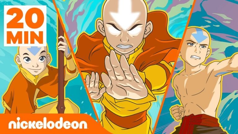 aang y amigos en un paisaje elemental