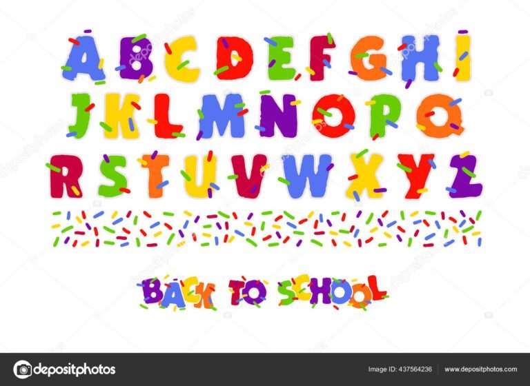 alfabeto en colores vibrantes sobre fondo blanco