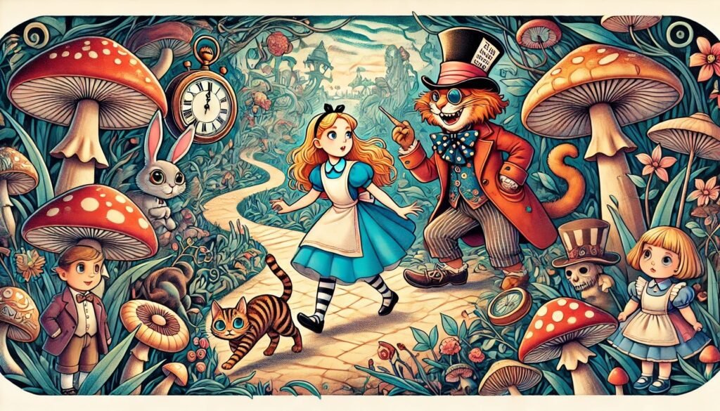 De qué trata "Alicia a través del espejo" y cuáles son sus personajes 1 alicia explorando un mundo de fantasia