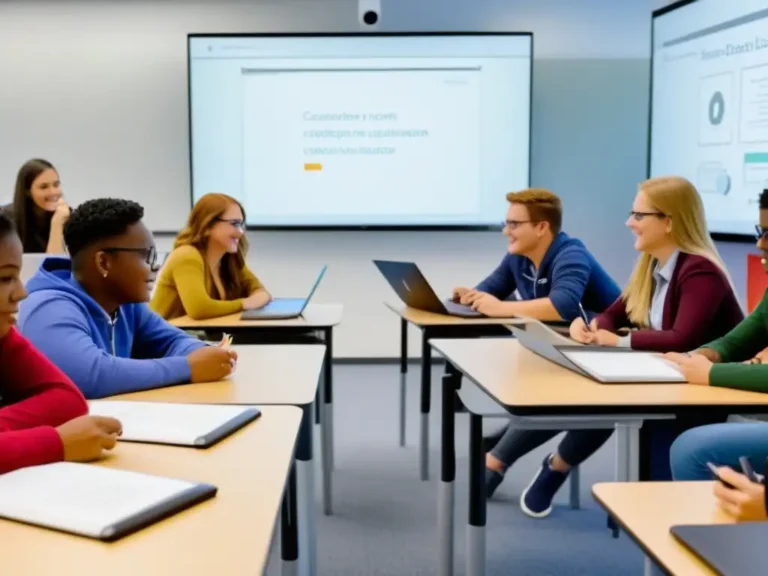 aula moderna con estudiantes colaborando 1