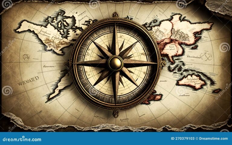 brujula sobre un mapa antiguo