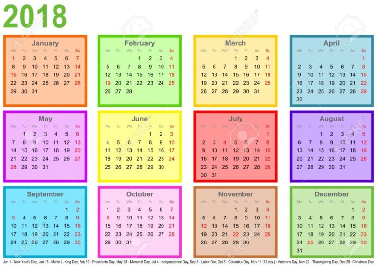 Cuántos días tiene cada mes del calendario en total 25 calendario con dias de cada mes