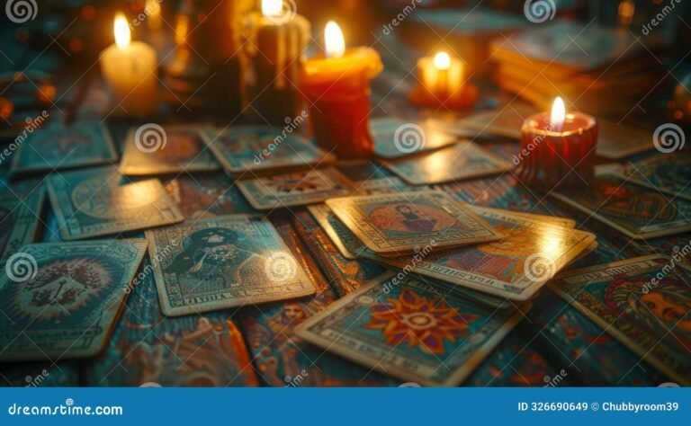cartas de tarot sobre una mesa iluminada