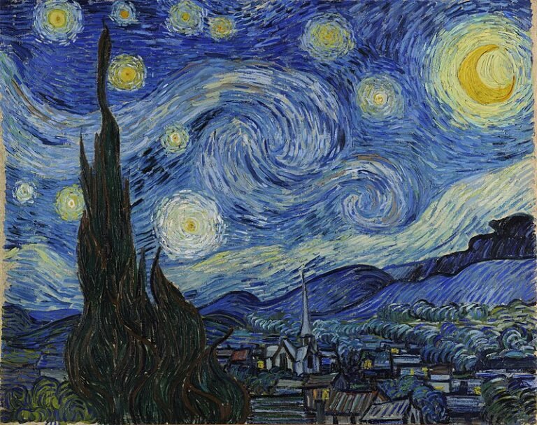 cuadro de van gogh con estrellas brillantes