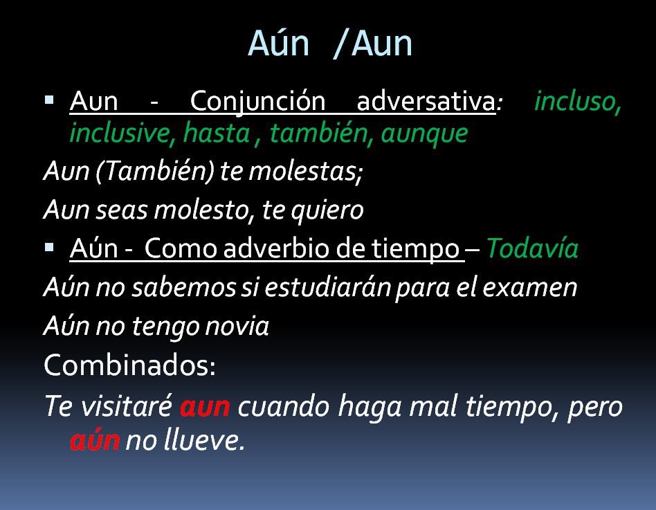 Cuál es la forma correcta de escribir «aun» con y sin tilde