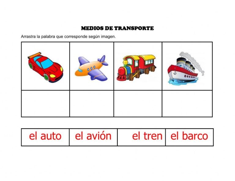 diferentes medios de transporte que empiezan p