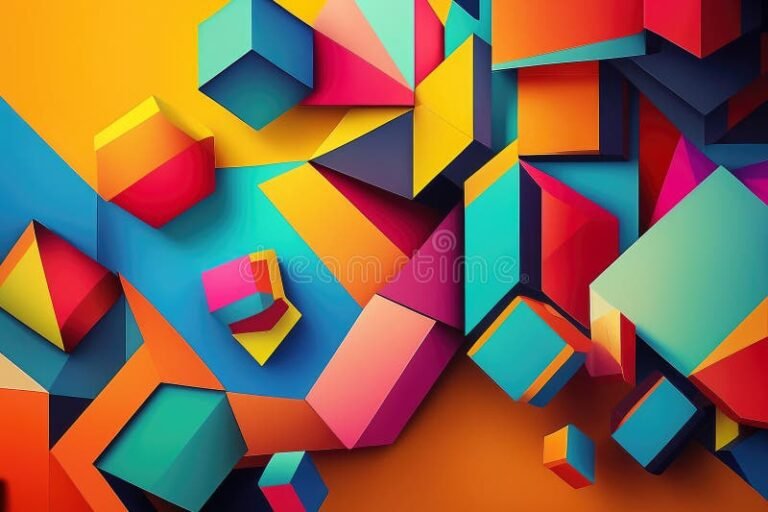 formas geometricas y colores vibrantes