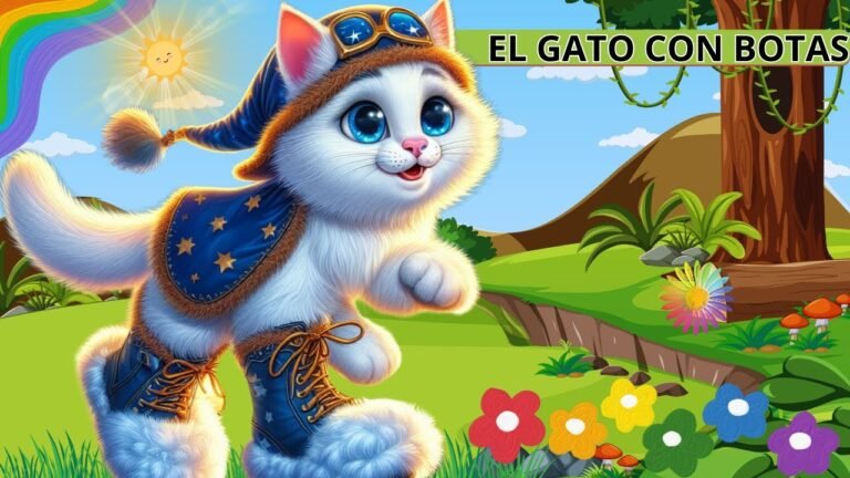 gato con botas explorando un mundo magico