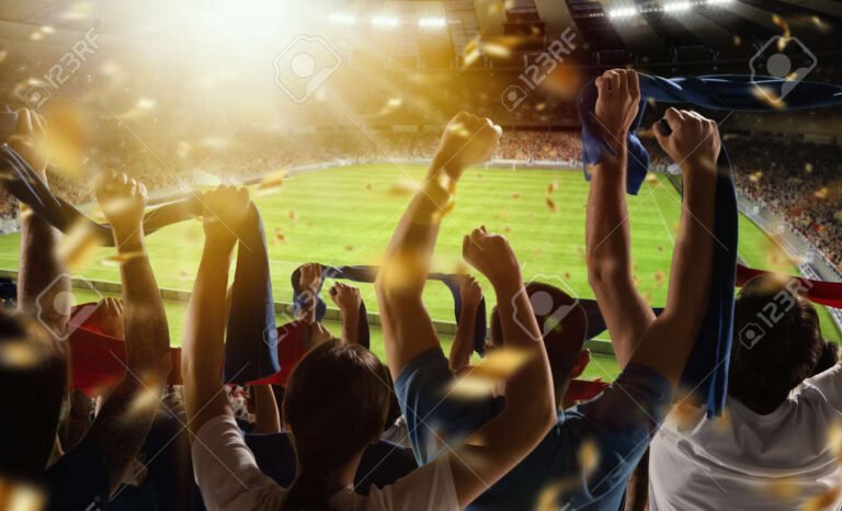 hinchas de futbol animando en un estadio