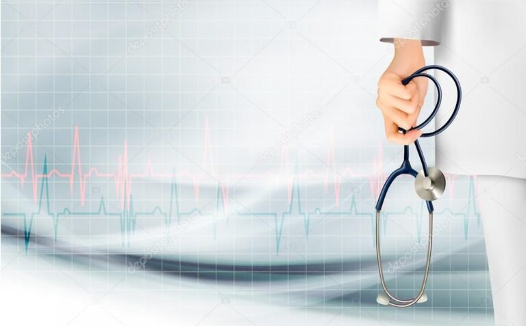 manos sosteniendo un estetoscopio sobre un fondo