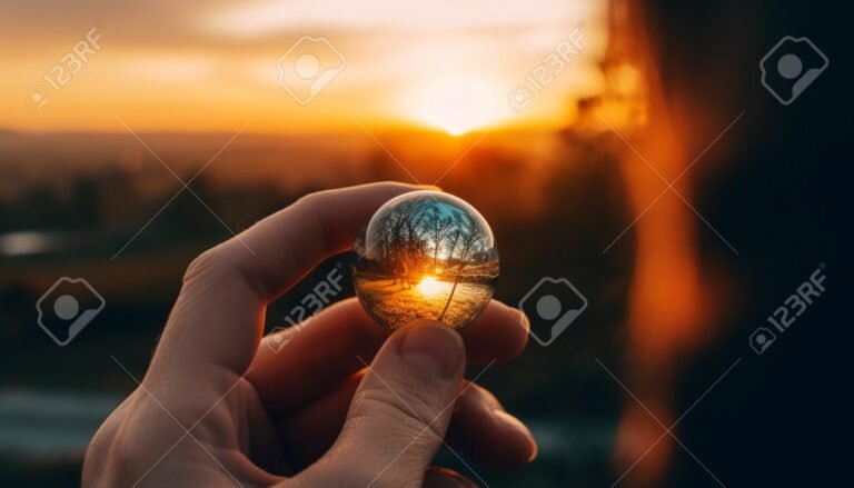 manos sosteniendo una esfera brillante