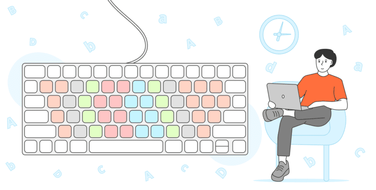 manos usando un teclado con texto cursivo