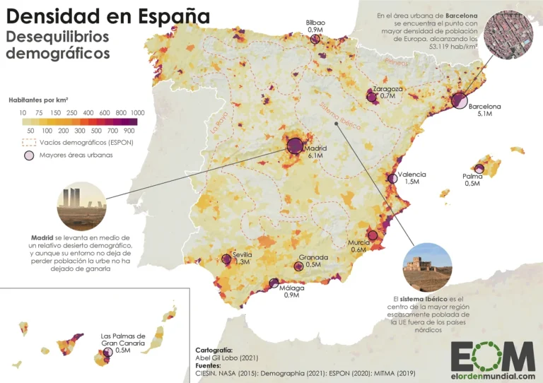 Cuántos habitantes tiene España y cómo se distribuyen 8 mapa de espana con regiones demograficas