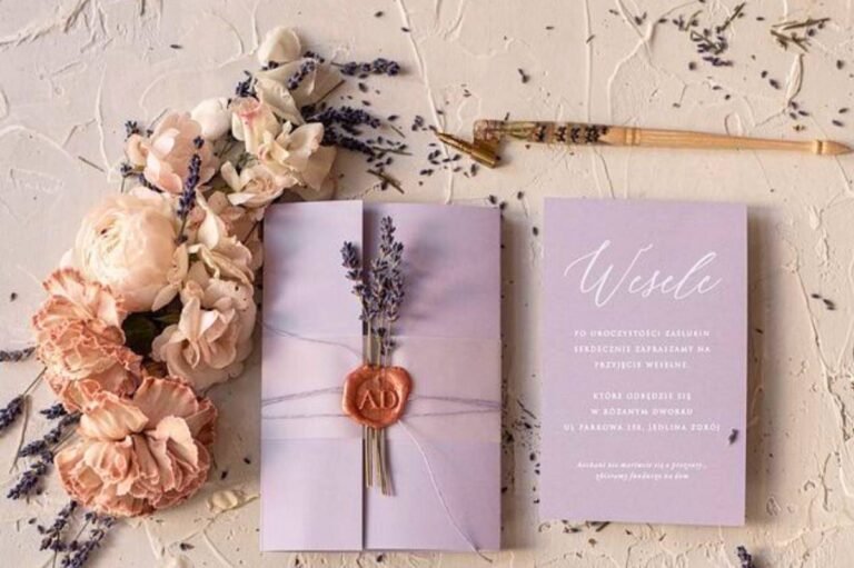 mesa decorada con materiales para invitaciones