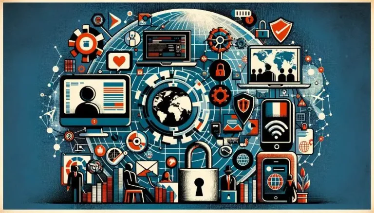 mundo digital con simbolos de conocimiento