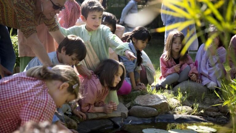 ninos explorando recursos naturales al aire libre