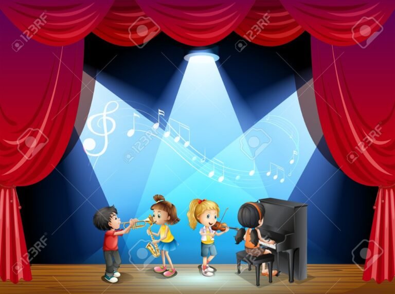 ninos jugando en un escenario de teatro