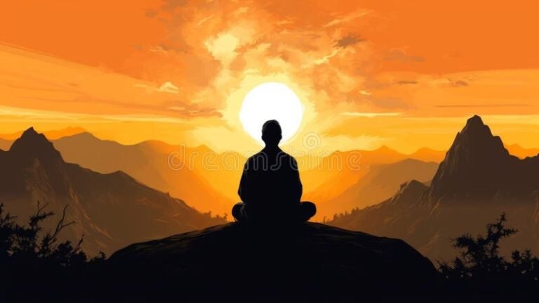 persona meditando en un paisaje inspirador