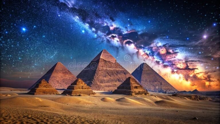 piramide de guiza bajo un cielo estrellado