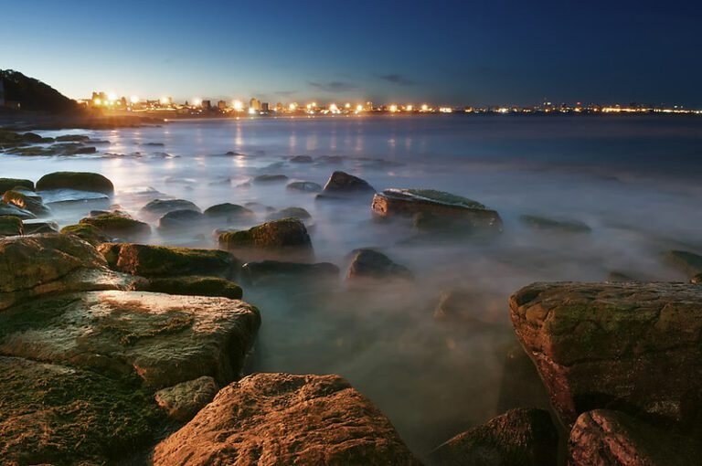 playas de mar del plata al atardecer
