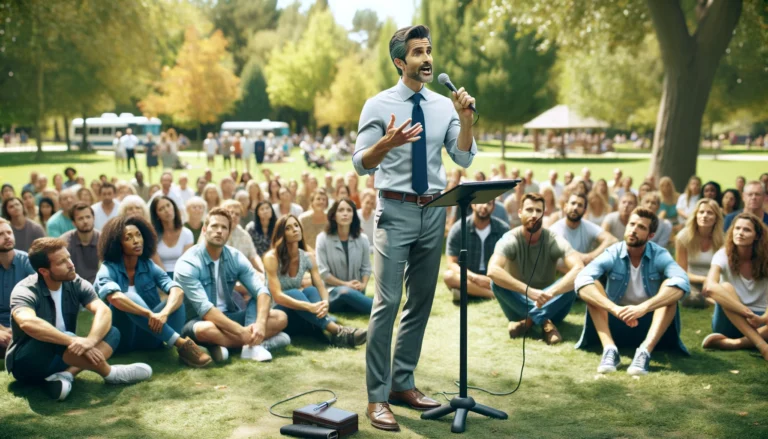 predicador compartiendo mensaje en comunidad