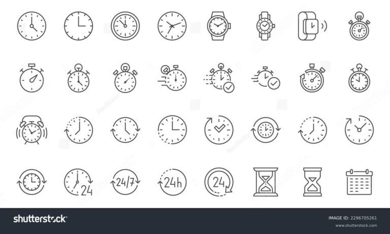 reloj con manecillas y simbolos de tiempo