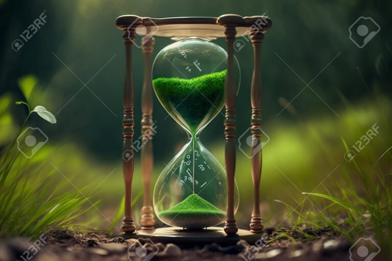 reloj de arena sobre fondo natural