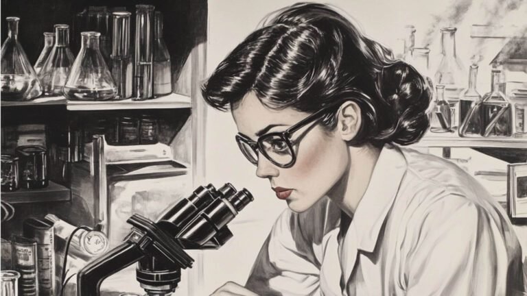 retrato de dorothy crowfoot hodgkin en laboratorio