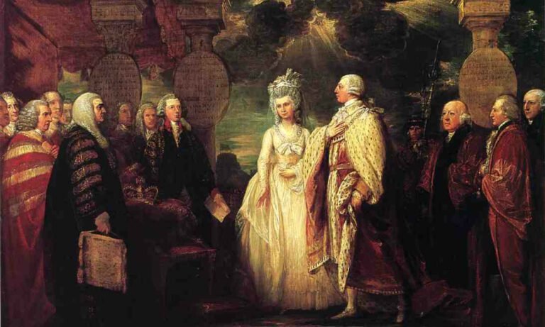 retrato del rey george iii en su trono
