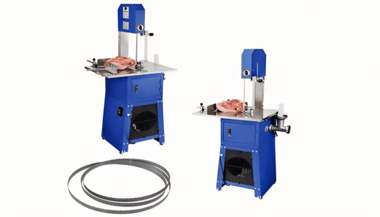 sierra de cortar carne en accion