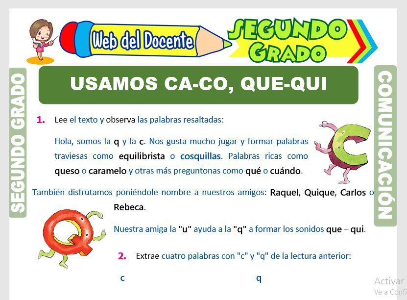 Cómo realizar actividades educativas con las sílabas ca, co y cu 6 Cómo realizar actividades educativas con las sílabas ca, co y cu