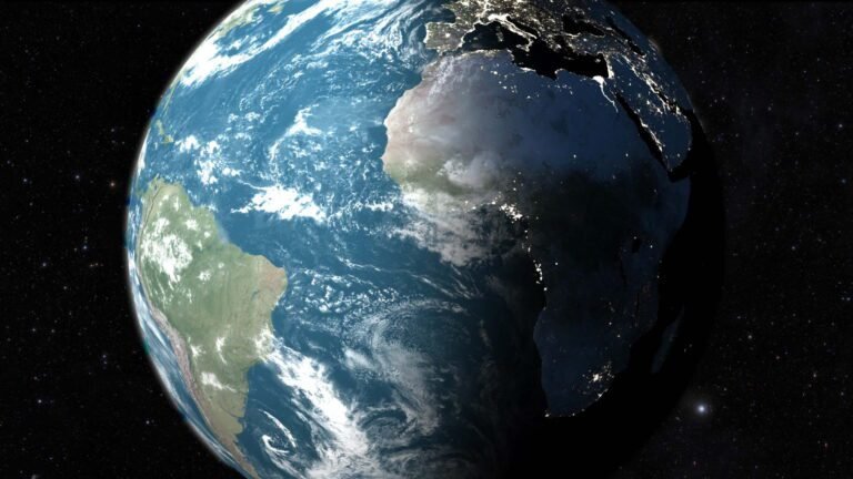 tierra girando en el espacio estelar