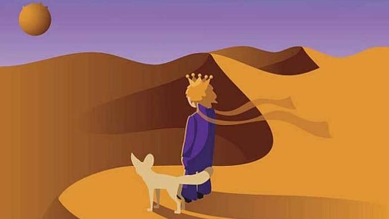 un zorro y un principito en el desierto