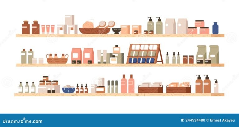 variedad de productos cosmeticos en estanteria