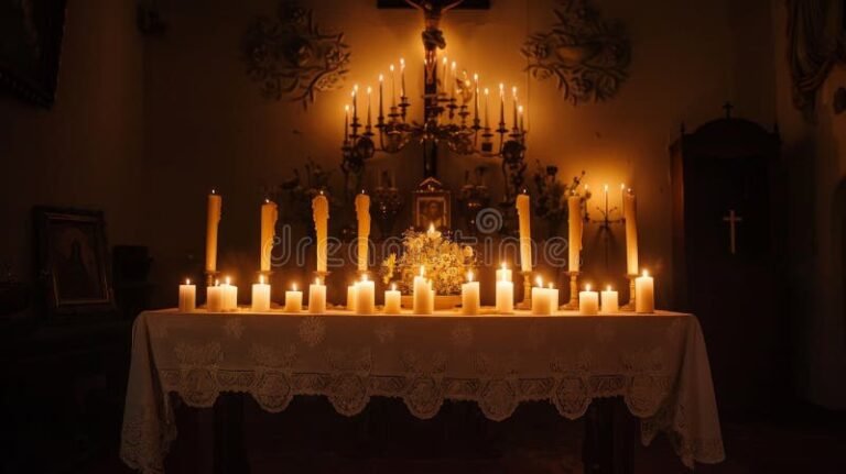 velas encendidas en un altar sereno